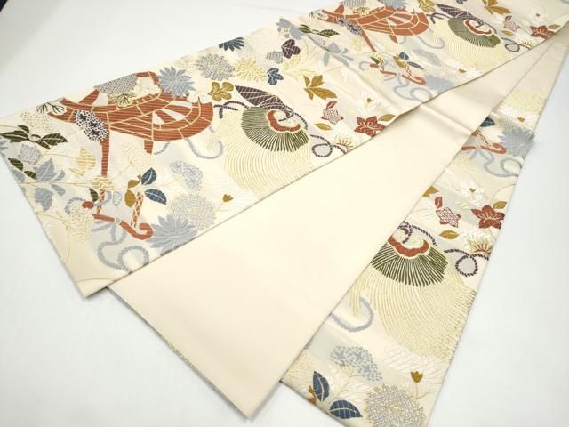 平和屋着物●六通柄袋帯　唐織　花車文　金糸　正絹　逸品　CABH5086hy