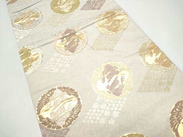 平和屋着物●六通柄袋帯　唐織　花鳥丸文　金糸　正絹　逸品　CABH5089hy