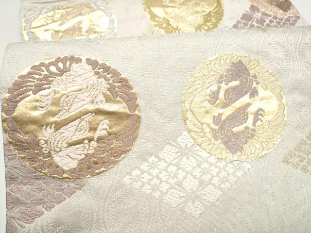 平和屋着物●六通柄袋帯　唐織　花鳥丸文　金糸　正絹　逸品　CABH5089hy