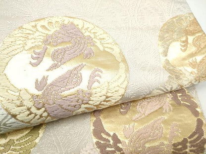 平和屋着物●六通柄袋帯　唐織　花鳥丸文　金糸　正絹　逸品　CABH5089hy