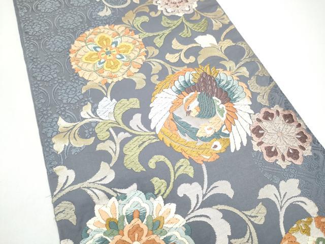 平和屋着物●六通柄袋帯　慶祥唐織　鳳凰花丸文　金糸　正絹　逸品　CABH5090hy