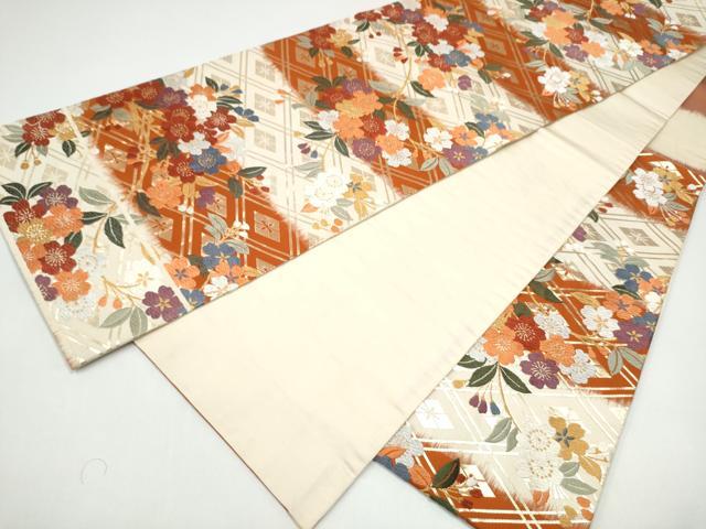 平和屋着物●六通柄袋帯　唐織　枝垂れ桜文　金糸　正絹　逸品　CABH5092hy