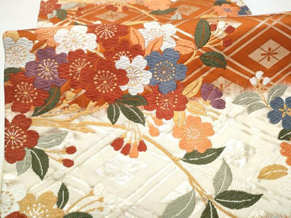 平和屋着物●六通柄袋帯　唐織　枝垂れ桜文　金糸　正絹　逸品　CABH5092hy