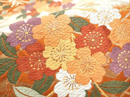 平和屋着物●六通柄袋帯　唐織　枝垂れ桜文　金糸　正絹　逸品　CABH5092hy