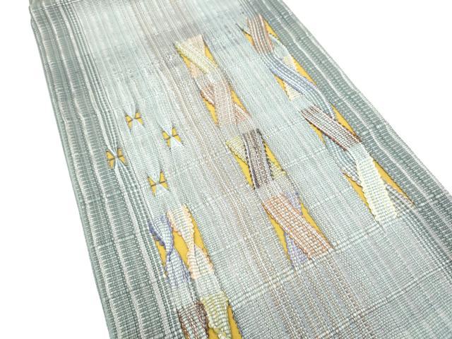 平和屋着物●太鼓柄袋帯　幾何学文様　銀糸　正絹　逸品　CABH5094hy