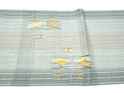 平和屋着物●太鼓柄袋帯　幾何学文様　銀糸　正絹　逸品　CABH5094hy