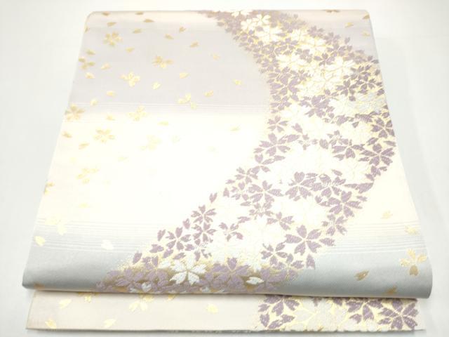 平和屋着物●両面　六通柄　本袋帯　高野槙　市松舞花文　金銀糸　正絹　逸品　CABH5095hy