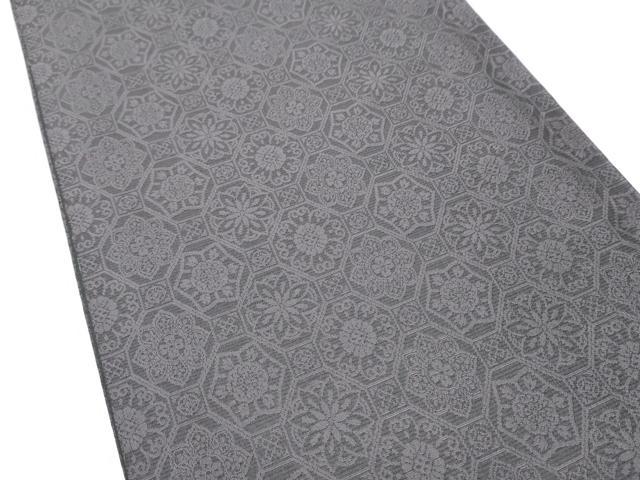 平和屋着物●両面　六通柄袋帯　檜扇文　黒地　銀糸　やまと誂製　正絹　逸品　CABH5096hy