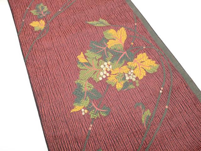 平和屋着物●本場筑前博多織　八寸名古屋帯　葡萄蔦の葉文　正絹　逸品　CABH5101hy