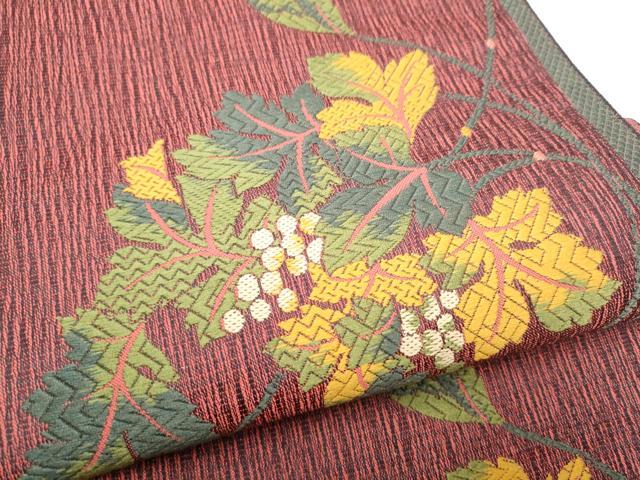 平和屋着物●本場筑前博多織　八寸名古屋帯　葡萄蔦の葉文　正絹　逸品　CABH5101hy