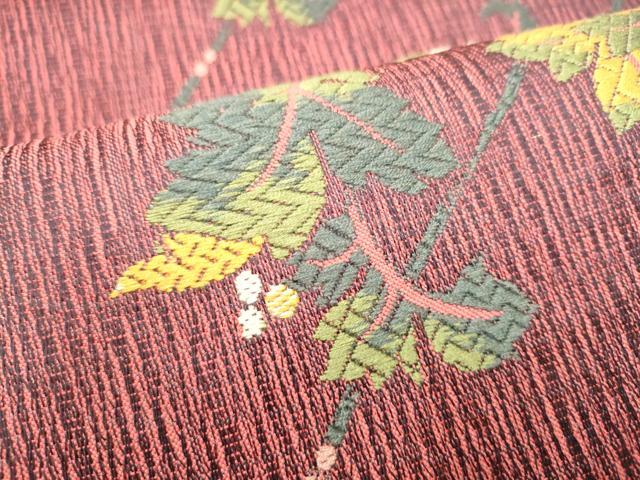平和屋着物●本場筑前博多織　八寸名古屋帯　葡萄蔦の葉文　正絹　逸品　CABH5101hy