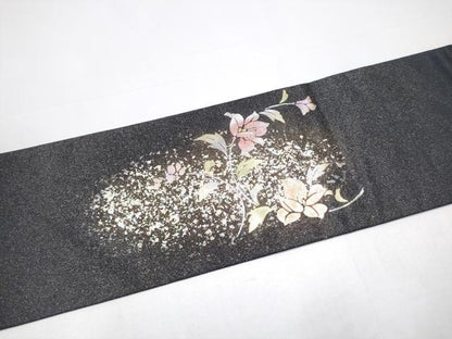 平和屋着物●九寸名古屋帯　花唐草文　金銀彩　正絹　逸品　CABH5103hy