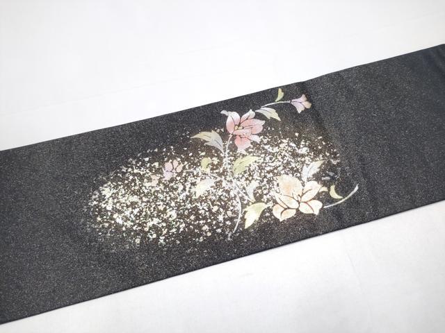平和屋着物●九寸名古屋帯　花唐草文　金銀彩　正絹　逸品　CABH5103hy