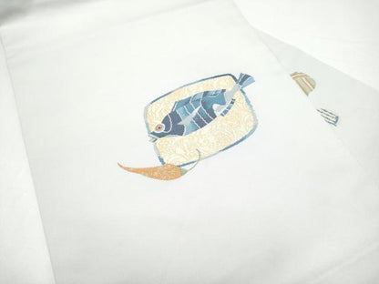 平和屋着物●九寸名古屋帯　魚　正絹　逸品　CABH5104hy