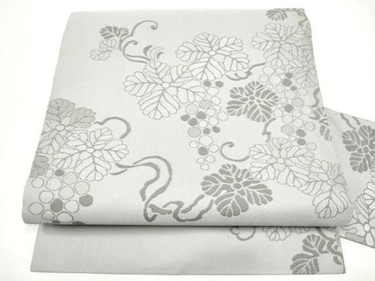 平和屋着物●九寸名古屋帯　絹かけ綴れ　葡萄蔦の葉花文　正絹　逸品　CABH5105hy