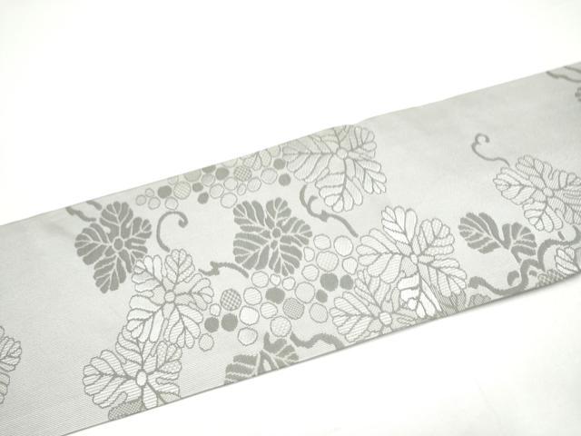 平和屋着物●九寸名古屋帯　絹かけ綴れ　葡萄蔦の葉花文　正絹　逸品　CABH5105hy