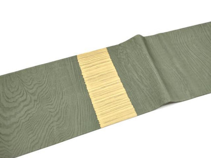 平和屋着物●塩瀬　九寸名古屋帯　杢目文様　金彩　正絹　逸品　CABH5117hy