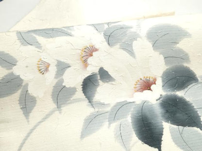 平和屋着物●九寸名古屋帯　作家物　手描き　枝花文　金彩　正絹　逸品　CABH5118hy