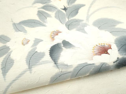 平和屋着物●九寸名古屋帯　作家物　手描き　枝花文　金彩　正絹　逸品　CABH5118hy