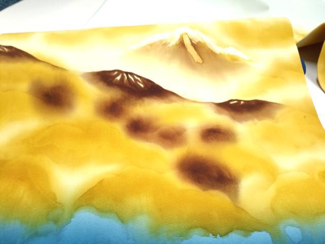 平和屋着物●塩瀬　九寸名古屋帯　ろうけつ染　遠山文　正絹　逸品　CABH5120hy