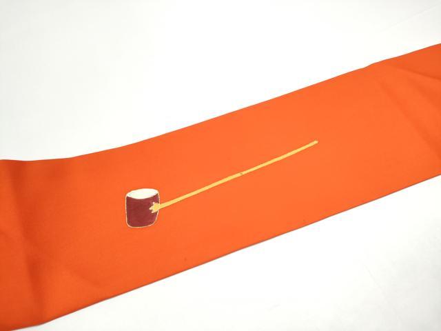 平和屋着物●塩瀬　九寸名古屋帯　手描き　茶器　金彩　正絹　逸品　CABH5123hy