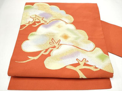 平和屋着物●爪掻き本綴れ　八寸名古屋帯　松　金銀糸　正絹　逸品　CABH5124hy