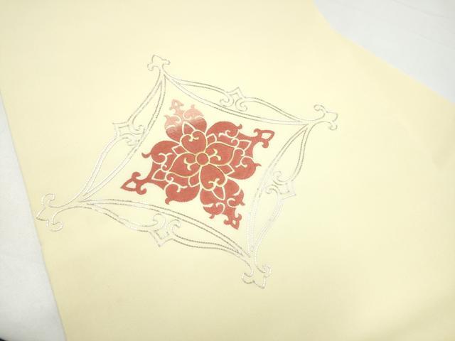 平和屋着物●九寸名古屋帯　総刺繍　駒刺繍　花唐草文　金糸　正絹　逸品　CABH5127hy