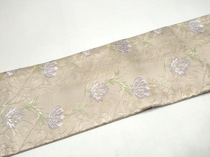 平和屋着物●全通柄　九寸名古屋帯　唐織　枝花文　金糸　正絹　逸品　CABH5130hy
