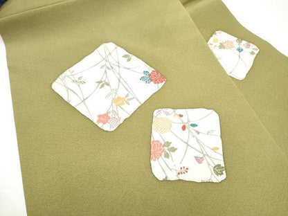 平和屋着物●九寸名古屋帯　色紙草花文　金彩　正絹　逸品　CABH5135hy