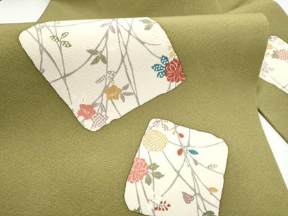 平和屋着物●九寸名古屋帯　色紙草花文　金彩　正絹　逸品　CABH5135hy