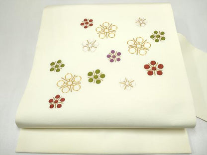 平和屋着物●九寸名古屋帯　総刺繍　駒刺繍　梅鉢　CABH5137hy