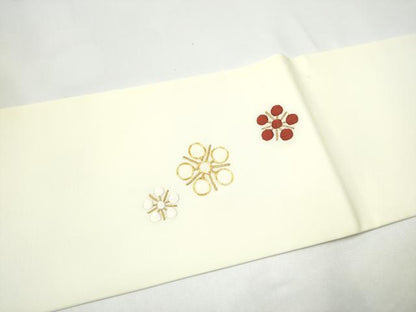 平和屋着物●九寸名古屋帯　総刺繍　駒刺繍　梅鉢　CABH5137hy
