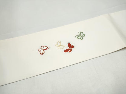 平和屋着物●九寸名古屋帯　総刺繍　駒刺繍　舞蝶文　CABH5138hy