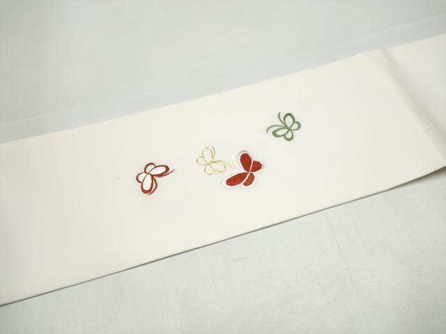 平和屋着物●九寸名古屋帯　総刺繍　駒刺繍　舞蝶文　CABH5138hy