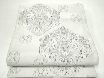 平和屋着物●八寸名古屋帯　綴れ　草花文　正絹　逸品　CABH5140hy