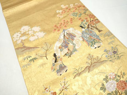 平和屋本店●西陣　長嶋成織物　ながしま帯　六通柄袋帯　王朝の雅　本金箔　瀞金錦　正絹　逸品　CABH5141hy