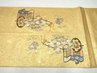 平和屋本店●西陣　長嶋成織物　ながしま帯　六通柄袋帯　王朝の雅　本金箔　瀞金錦　正絹　逸品　CABH5141hy