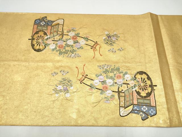 平和屋本店●西陣　長嶋成織物　ながしま帯　六通柄袋帯　王朝の雅　本金箔　瀞金錦　正絹　逸品　CABH5141hy