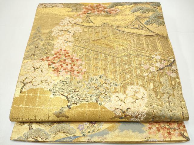 平和屋本店●西陣　長嶋成織物　ながしま帯　六通柄袋帯　京名所　本金箔　瀞金錦　正絹　逸品　CABH5143hy