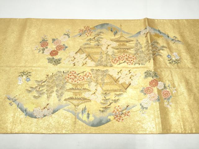 平和屋本店●西陣　長嶋成織物　ながしま帯　六通柄袋帯　京名所　本金箔　瀞金錦　正絹　逸品　CABH5143hy