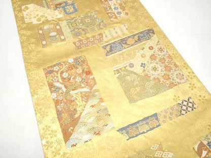 平和屋本店●西陣　長嶋成織物　ながしま帯　六通柄袋帯　名物裂文様　本金箔　瀞金錦　正絹　逸品　CABH5145hy