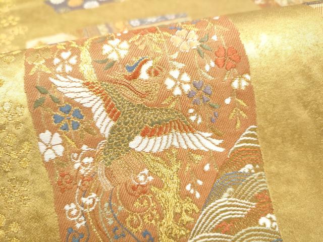 平和屋本店●西陣　長嶋成織物　ながしま帯　六通柄袋帯　名物裂文様　本金箔　瀞金錦　正絹　逸品　CABH5145hy