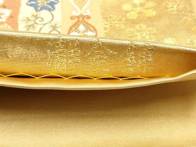 平和屋本店●西陣　長嶋成織物　ながしま帯　六通柄袋帯　名物裂文様　本金箔　瀞金錦　正絹　逸品　CABH5145hy
