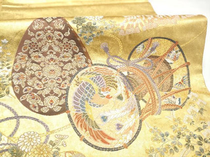 平和屋本店●西陣　長嶋成織物　ながしま帯　六通柄袋帯　天平楽器集　本金箔　瀞金錦　正絹　逸品　CABH5146hy