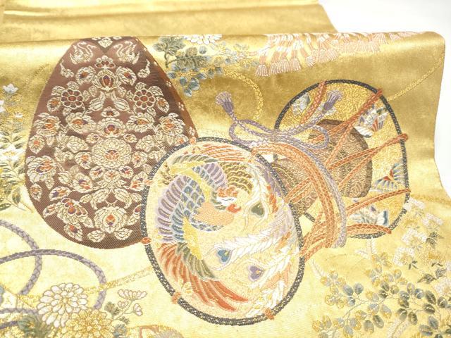 平和屋本店●西陣　長嶋成織物　ながしま帯　六通柄袋帯　天平楽器集　本金箔　瀞金錦　正絹　逸品　CABH5146hy