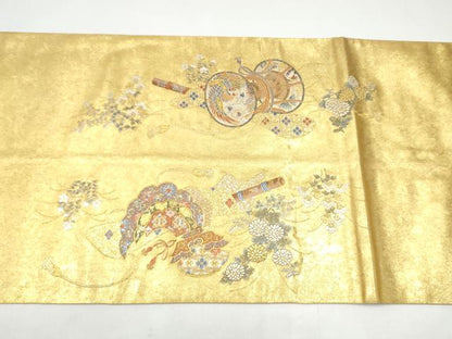 平和屋本店●西陣　長嶋成織物　ながしま帯　六通柄袋帯　天平楽器集　本金箔　瀞金錦　正絹　逸品　CABH5146hy