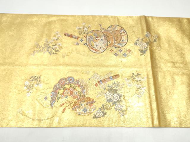 平和屋本店●西陣　長嶋成織物　ながしま帯　六通柄袋帯　天平楽器集　本金箔　瀞金錦　正絹　逸品　CABH5146hy