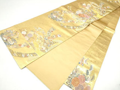 平和屋本店●西陣　長嶋成織物　ながしま帯　六通柄袋帯　雪輪熨斗紋　本金箔　瀞金錦　正絹　逸品　CABH5147hy