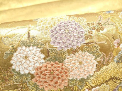 平和屋本店●西陣　長嶋成織物　ながしま帯　六通柄袋帯　雪輪熨斗紋　本金箔　瀞金錦　正絹　逸品　CABH5147hy