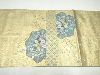 平和屋本店●西陣　長嶋成織物　ながしま帯　六通柄袋帯　鴛鴦宝尽くし花文　本金箔　瀞金錦　正絹　逸品　CABH5148hy